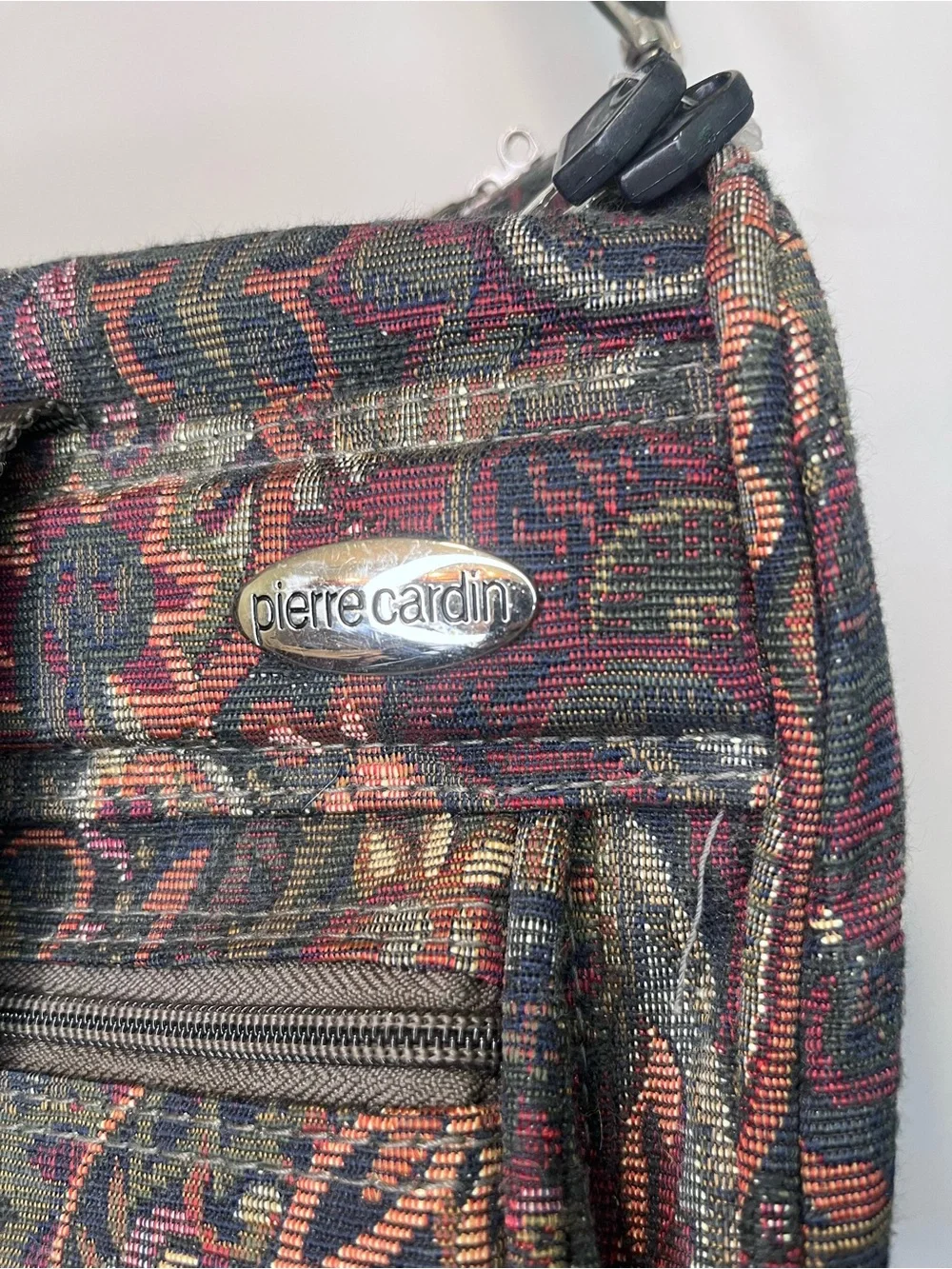 Vtg 90s Pierre Cardin Floral Tapestry Travel Carry On Shoulder Bag